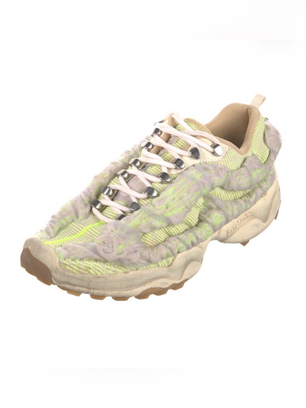 Acne Women’s Beige and Neon Green Textured Sneakers NWT size 41 euro 9-9,5 US